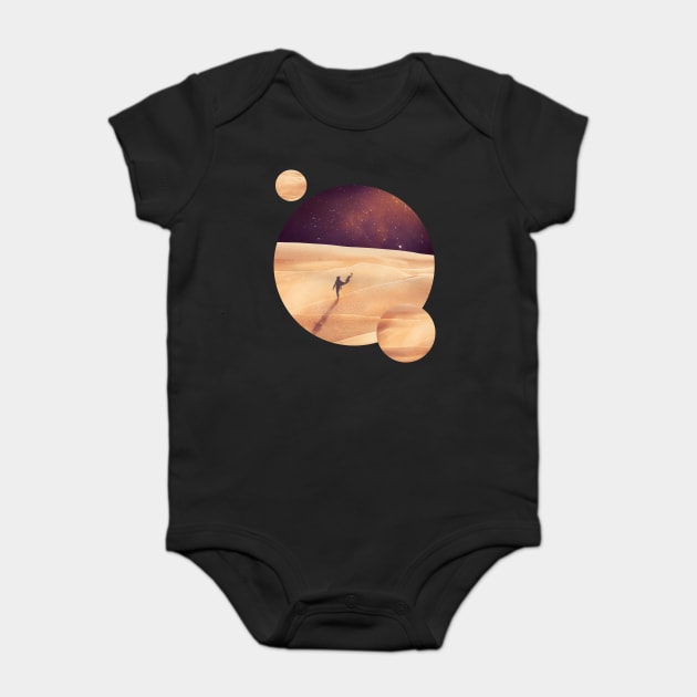 Dune, Arrakis With Two Moons, Minimalist Movie Design Baby Bodysuit by Dream Artworks